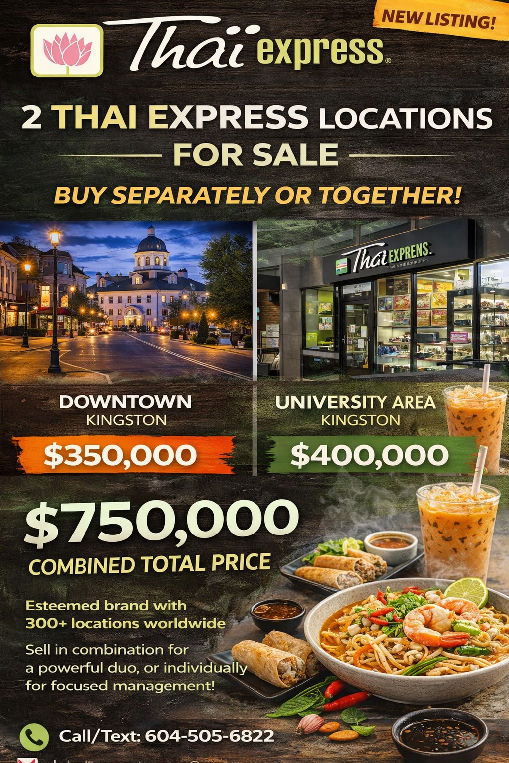 DOUBLE LOCATION. DOUBLE POTENTIAL. BOTH THAI EXPRESS LOCATIONS TOGETHER ON SALE